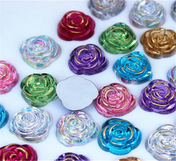 

100pcs 15mm rose flowers flatbacks resin flower flatback cabochon button wedding diy design button craft zz1101560693, Black