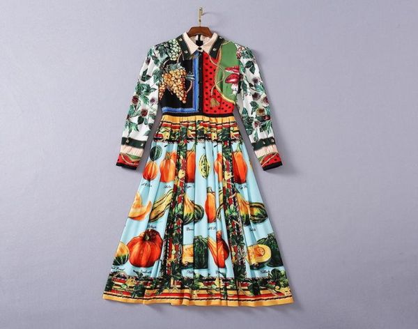 

1013 xl 2020 autumn a line long sleeve lapel neck mid calf dress prom fashion flora print brand same style sh1913449, Black