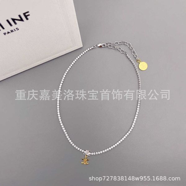 

niche design high-end full diamond arc de triomphe necklace women's summer fashion minimalist ins collarbone chain choker, Silver