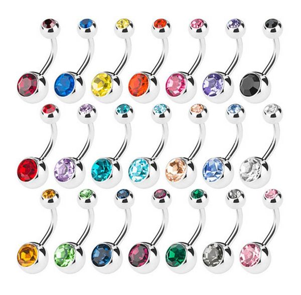 

stainless steel belly button rings navel ring crystal rhinestone body piercing bars jewlery for women039s bikini fashion jewelr2725305, Silver