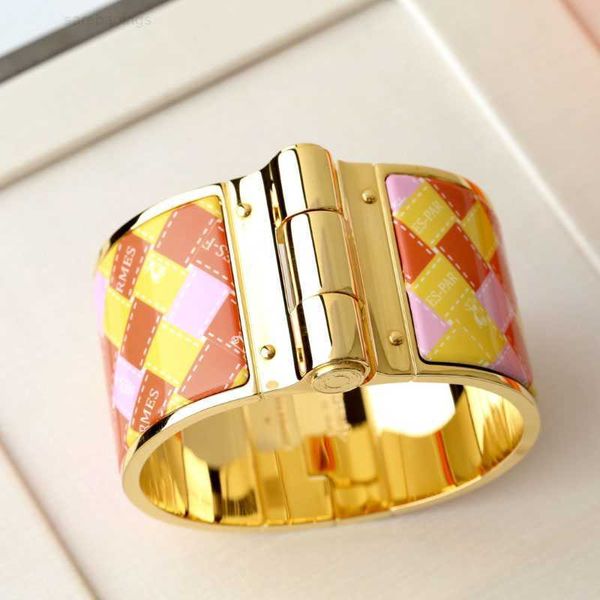 

designer bracelet luxury brand her max clic bangle for women charm bracelets 36mm big size snap-fastener orange square enamel, Golden;silver