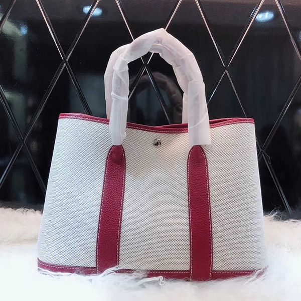 

garden party bags designer new 2023 spring women's bag layer cowhide colored canvas large capacity handheldj48h