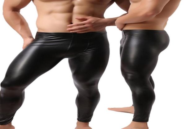 

fashion mens black faux leather pants long trousers and novelty skinny muscle tights mens leggings slim fit tight men pant m8710468