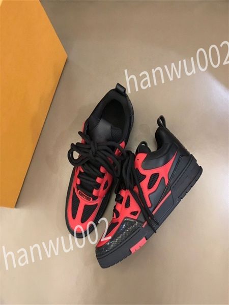 

2023 luxury designer flat sneaker trainer casual shoes leather white letter overlays fashion platform mens womens low sneakers rd230601, Black