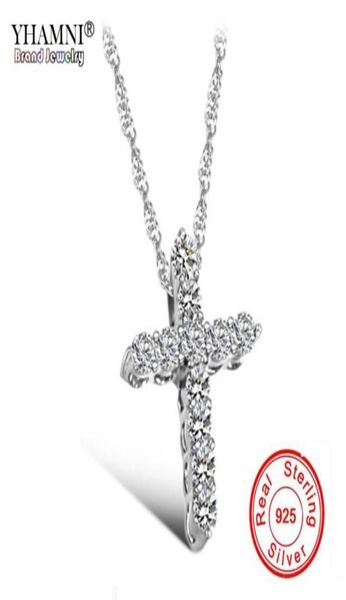 

yhamni luxury original 925 sterling silver cross pendant necklace princess luxury diamond necklace pendant for ladies and women n14044607