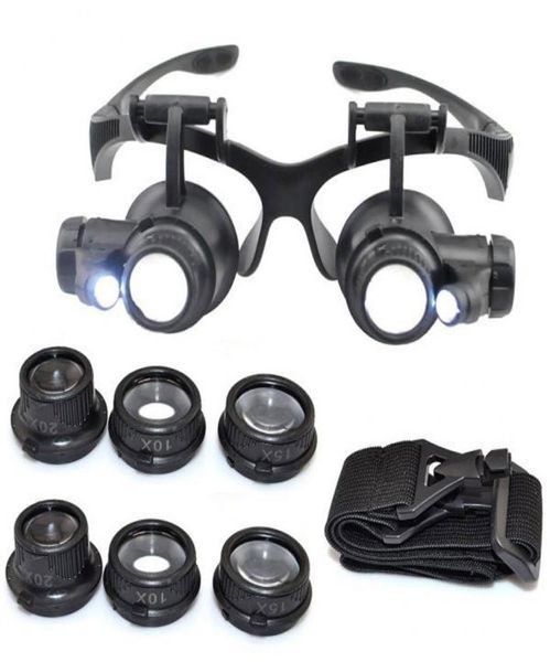

10x 15x 20x 25x magnifying glass double led lights eye glasses lens magnifier loupe jeweler watch repair tools6542041