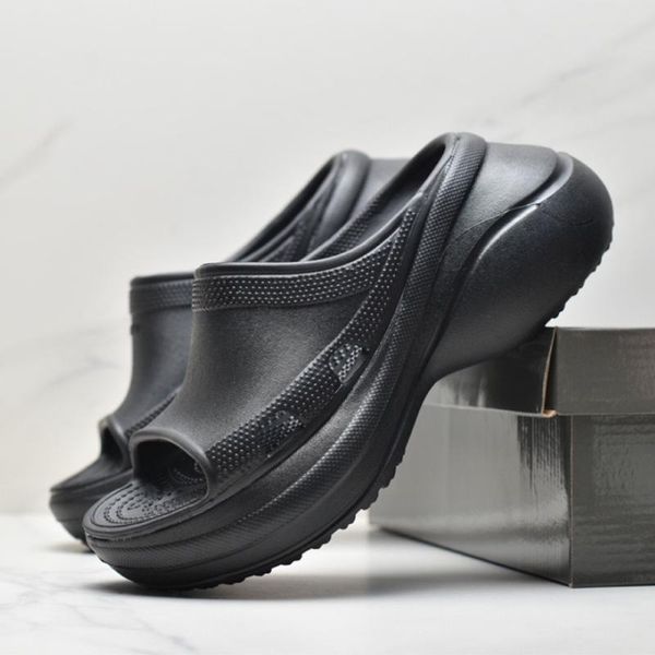 

paris designer sandals classic 3d hole sponge cake sole logo pool slides wide foot thickness beach anti slip thick sole luxury, Black