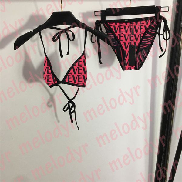 

letter print bikini set womens designer swimwear fashion summer holiday swimming swimsuit two side printed, Black