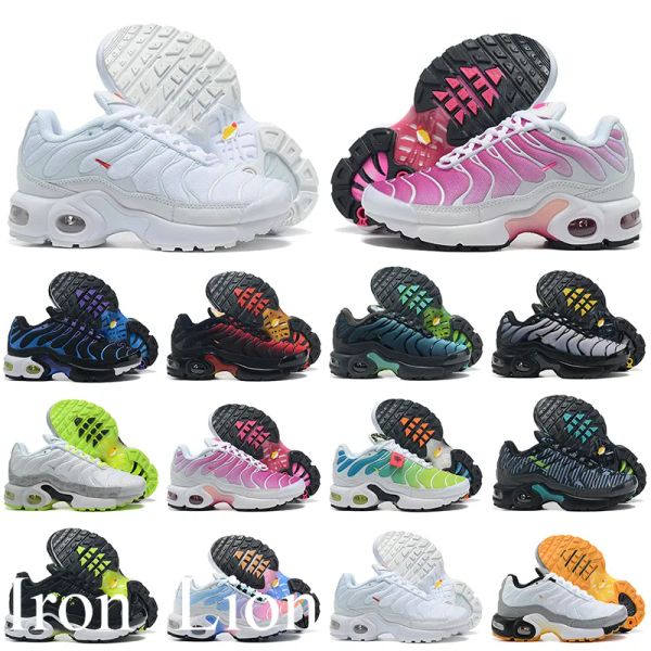 

2022 toddler kids mercurial plus tn rainbow running shoes tns sport sneakers children boys girls pour enfants, Black