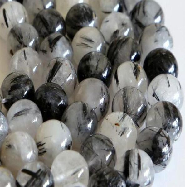 

whole natural genuine black tourmaline rutilated needle quartz round loose stone beads 318mm diy necklaces or bracelets 16qu7402043
