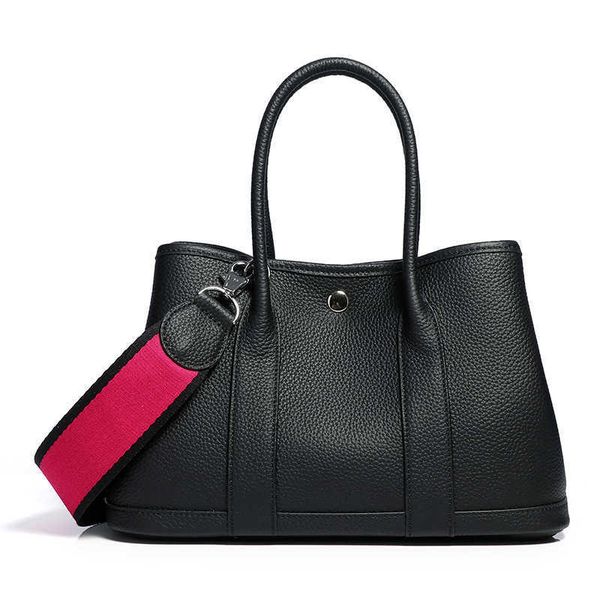 

garden party bags designer cowhide baotou lizhi pattern women's bag casual one shoulder color contrast wide belt handbag women 1xmwd