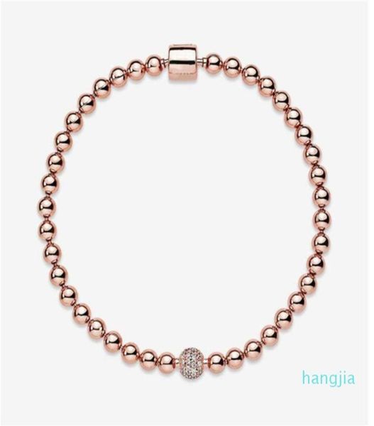 

beautiful women's beads pave 18k rose bracelet summer jewelry for 925 sterling silver hand chain beaded bracelets with ori7096240, Golden;silver
