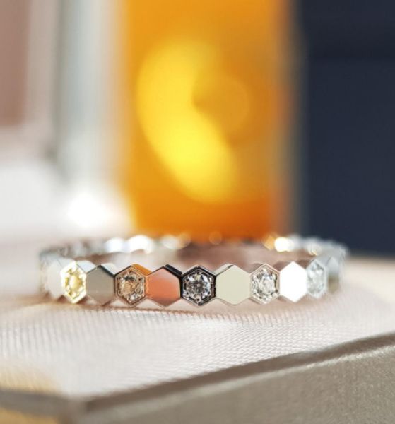 

diamond ring net red plated cold wind honeycomb ring luxury honeycomb 18k rose gold strap5634478, Silver