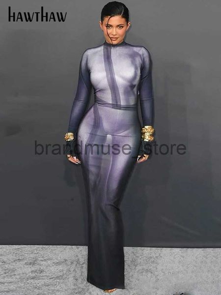 

basic casual dresses hawthaw women long sleeve printed party club bodycon streetwear long dress 2022 summer autumn wholesale items for busin, Black;gray
