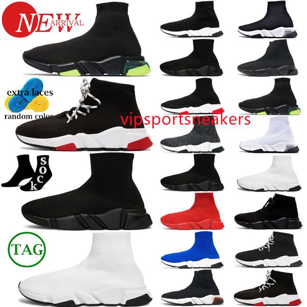 

designers speeds 2.0 v2 casual shoes platform sneaker men women tripler s paris socks boots brand black white blue light ruby graffiti luxur
