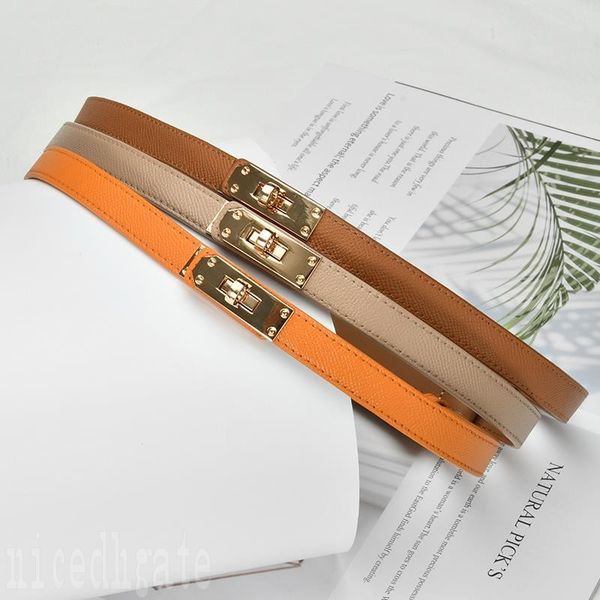 

thin belts for women designer buckle luxury belt dresses waist ceinture plated gold buckle 1.8cm width vintage cinto leather belt for mens s, Black;brown