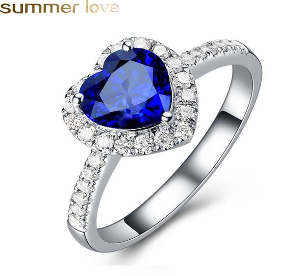 

austrian crystal heart love rings romantic wedding jewelry for women with clear rhinestones whole 3950889, Silver
