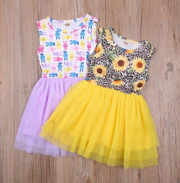 

2-7y baby girl dress summer princess clothes cute girls sleeveless patchwork tulle suit girl's dresses4050954, Red;yellow