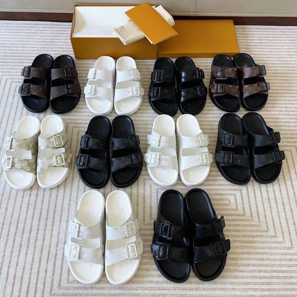 

designer men slides leather sandal flat mule slipper patent canvas beach sandals rubber soles summer flip flops eur 38-46 with box, Black