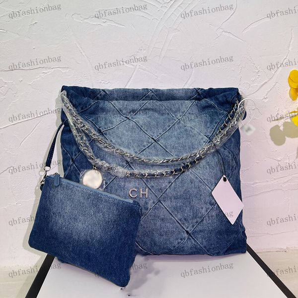 

denim bag 22 designer grand shopping bag travel bag womens sling two-piece coin purse matelasse chain crossbody bag quilted silver hardware