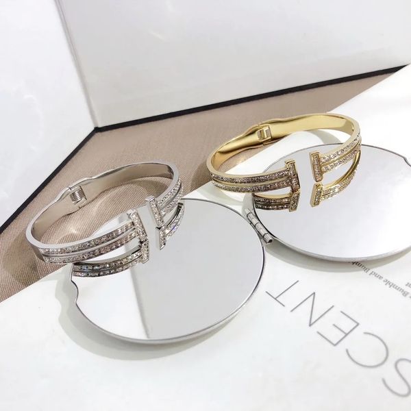 

classic bracelets women bangle luxury designer letter bracelet crystal 18k gold plated 925 silver plated, Black