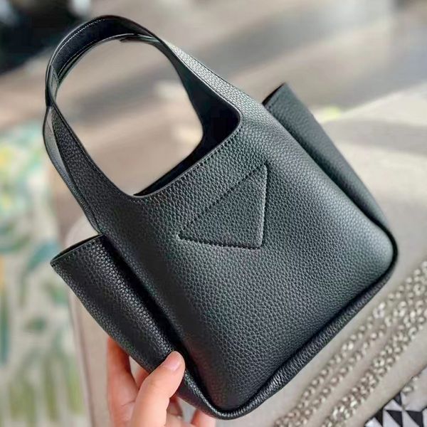 

luxury magnetic snap closure handbag tote bag lady mens triangle cowhide leather basket underarm shoulder bag womens purses designer fashion