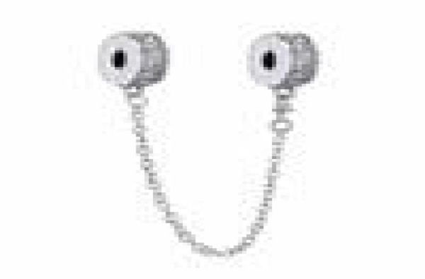 

925 sterling silver shining elegance clip safety chain with clear pave cz charm fits european jewelry bead bracelets5690231, Black