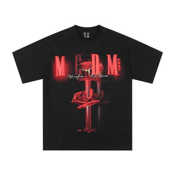 

23ss stussys fashion brand american hip hop rose short sleeve t-shirt men's summer new half sleeve t-shirt casual e7c7, White;black