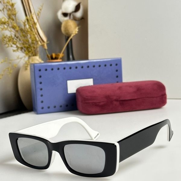

2023 women men sunglasses black white width plank full frame light grey narrow rectangle glasses available with box, White;black