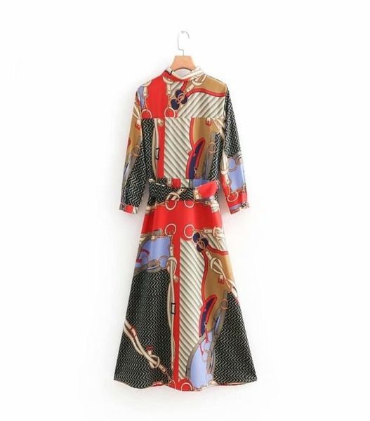 

women vintage printing shirtdress loose three quarter sleeve bow tied sashes long dress vestidos party chic dresses lj2012042922630, Black