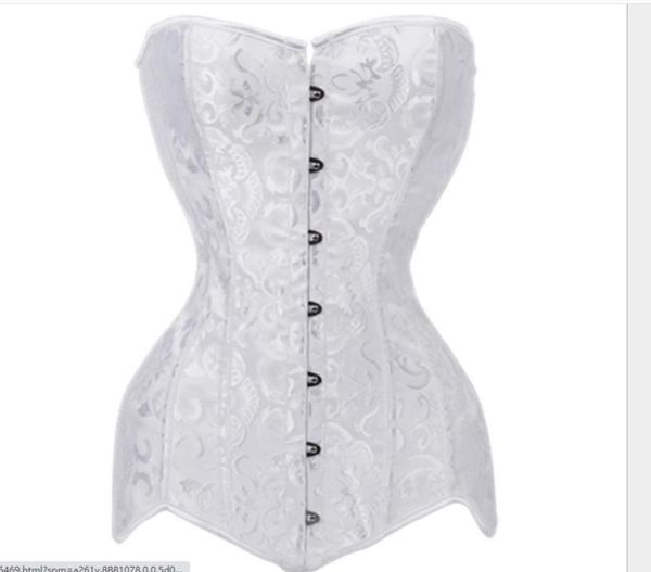 

plus size corset double 26 steel boned corset overbust long torso bustiers waist trainer corsets shapewear cincher corselet11479445, Black;white