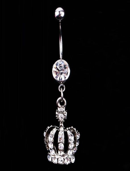 

new fashion crown charm rhinestone body piercing jewelry belly button ring navel jewelry body 6485363, Silver