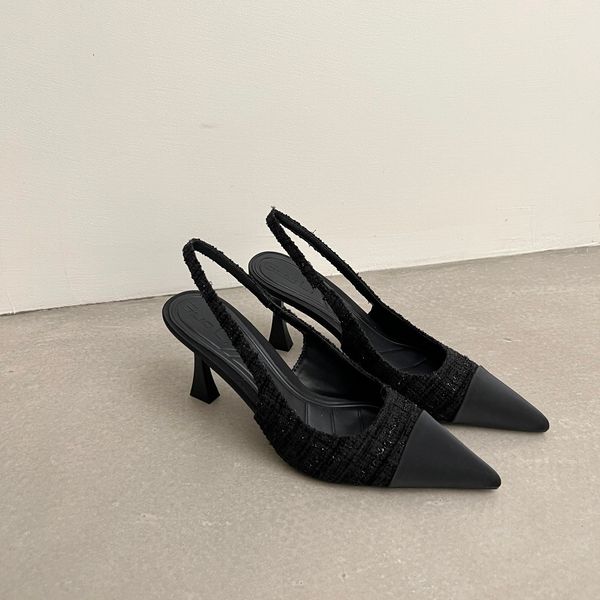

dress shoes low heels real leather slingbacks shoe square toe pumps thick heel brand design lady footwear 2023 size rubber 230710, Black
