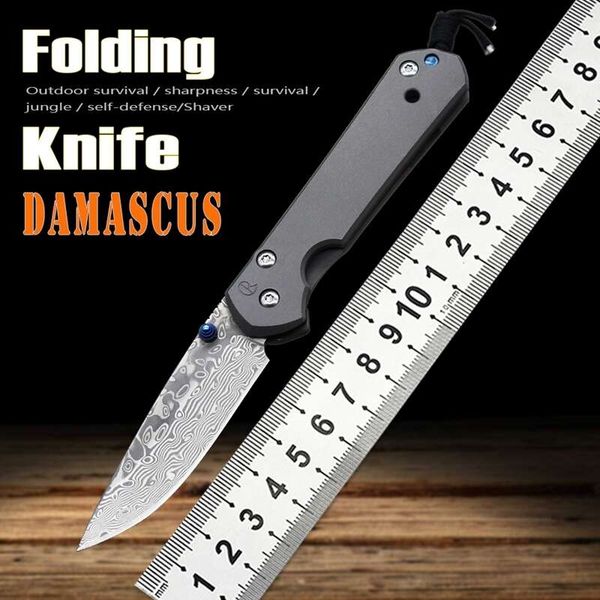 

new tactical pocket d2 damascus blade folding knife chris reeve cr outdoor hunting survival camping knife practical self-defense edc sharp