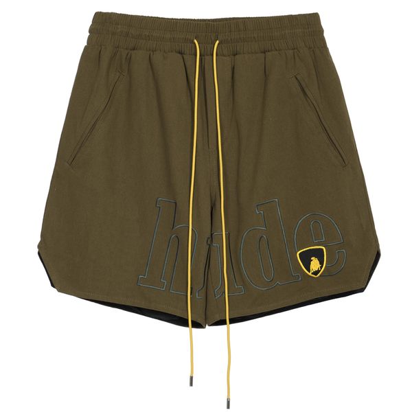 

23ss summer men shorts streetwear europe italy usa collaborate vintage pocket embroidery drawstring bottoms pants army green