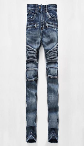 

men039s distressed ripped skinny jeans fashion designer mens shorts slim motorcycle moto biker causal denim pants hip hop men9757133, Blue