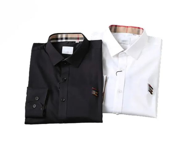 

designer mens dress shirt formal business shirts fashion casual long-sleeved shirt -3xl#02, White;black