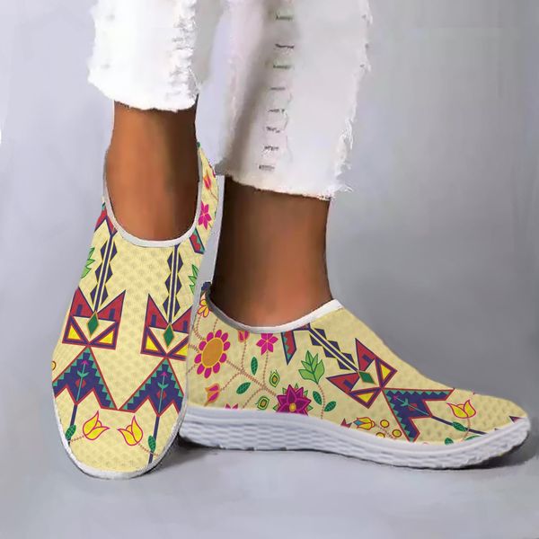 

safety shoes fashion geometric design tribal ethnic print home mesh lightweight and breathable slip on zapatos 230710, Black;brown