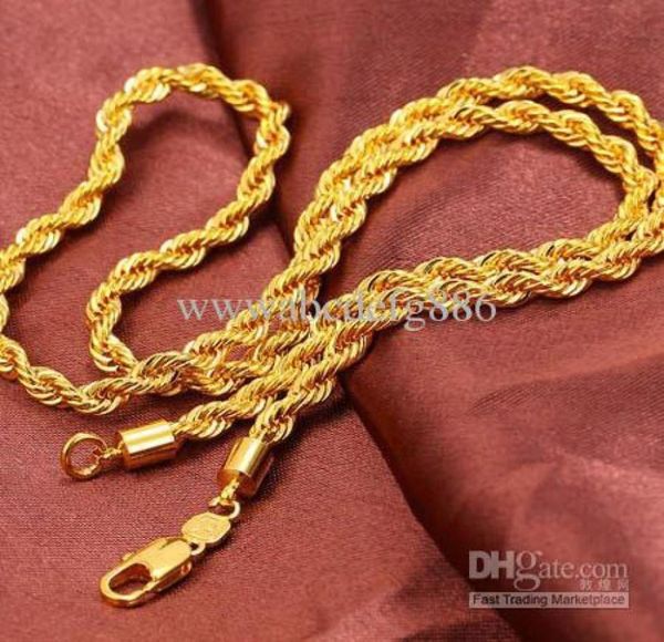 

simple fashion men039s 18k gold necklace explosion models 236 ed rope knotted link chain jewelry7806917, Black