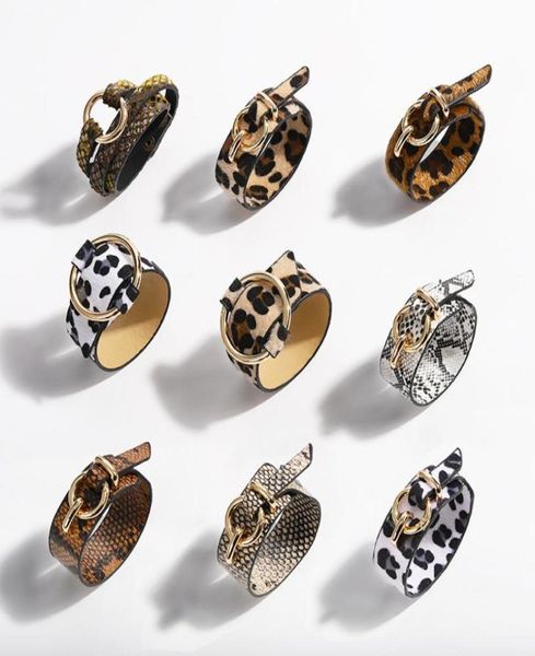 

new trendy fashion ins luxury designer leopard animal print leather adjustable bangle bracelet for woman7610701, Black