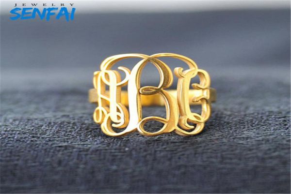 

private custom personality monogram initials copperstainless steelzinc alloy fashion rings jewelry for women 2603344, Golden;silver