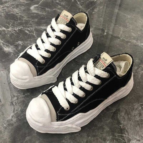 

203 high street mmy thick bottom canva shoes mihara men sneakers lace-up yasuhiro men's casual shoes women's boots, Black