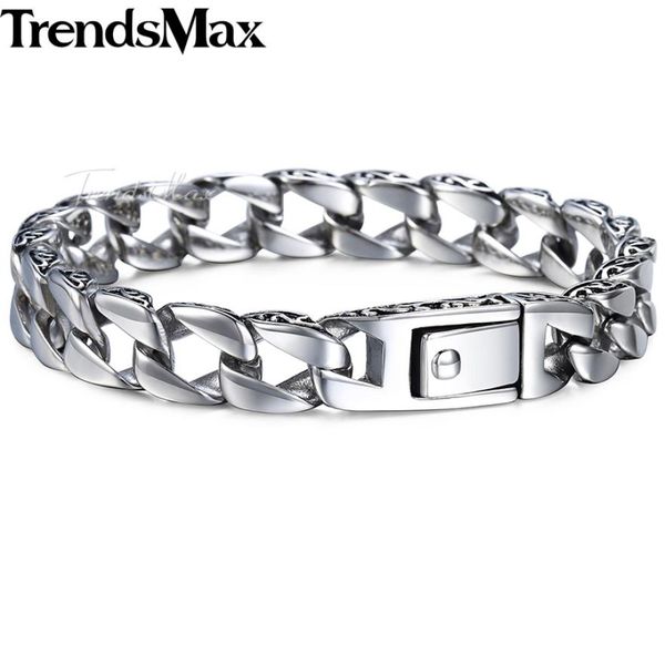 

trendsmax fashion new stainless steel charm bracelet men vintage totem mens bracelets 2018 cool male wristband jewelry hb30 y189191043245, Black