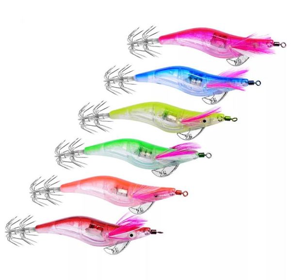 

10135cm electronic led glow shrimp lure squid hook mix colours order9268945