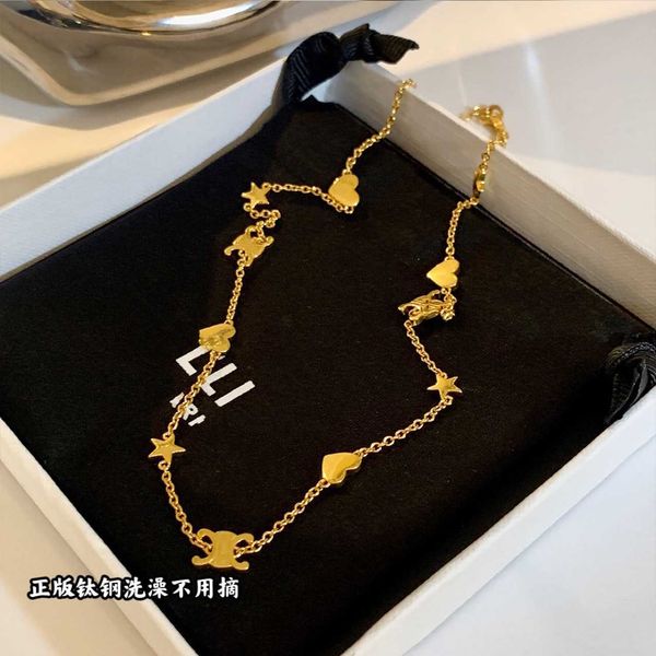 

tiktok same style steel color preserving love triumphal arch necklace women's high-level double-sided carved peach heart clavicle chain, Silver