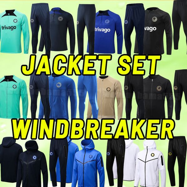 

long sleeve 23 24 cfc soccer tracksuits pulisic mount havertz ziyech 2023 2024 football shirt set werner hudson kante mendy t. silva trainin, Black