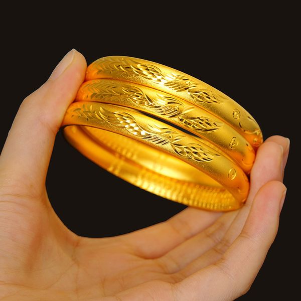 

chain ancient inheritance 24k gold color bracelets for womens sand golden bangle dragon phoenix auspicious luck bracelet jewelry 230710, Black