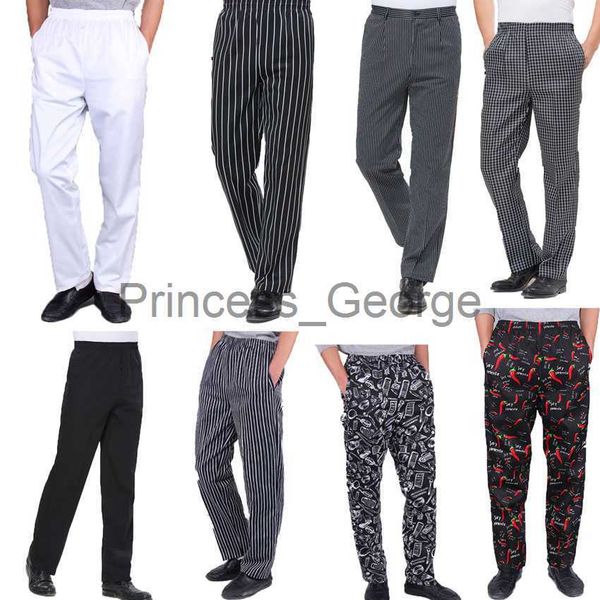 

others apparel chef uniforms kitchen cooker work clothes white pants l restaurant bakery catering elastic trousers zebra pants x0711, Black;white