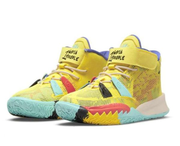 

kyrie 7 vii kids youth children boys basketball shoes one world people chip copa grind kyries 7s irving sponge sandy creator rayguns trainer, Black