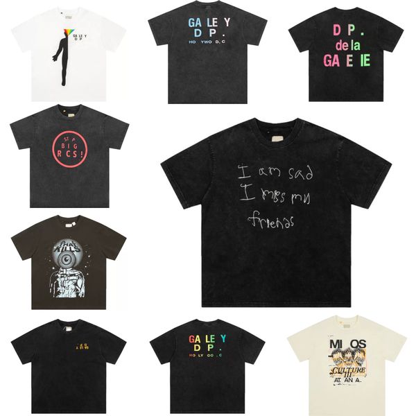 

factory wholesales designer men t-shirts fashionable women short sleeve t-shirts tie dye letter print pure cotton regular fit high street to, White;black